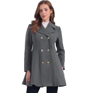INSPIRE CHIC Women's Winter Long Lapel Collar Double Breast Coats - 1 of 4