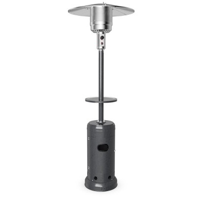 Tangkula Patio Rolling Steel Heater Freestanding Outdoor Propane Heater w/Table Suitable for Garden Wedding & Party