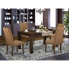5-Piece Natural Brown Finish Solid Wood Top Rectangular Button Tufted Dining Room Set (Seats-4) - 2 of 4