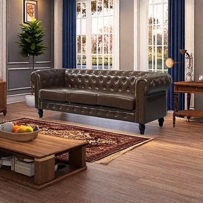 NicBex Couches for Living Room 88" Sofa Upholstered 3-Seat Couch Soft Sponges Modern Designs Sofa with Wood Legs