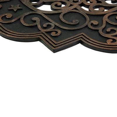 Black and Copper Rubber Outdoor Christmas Entrance Rug