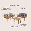 Thom 4-Piece Mid-Century Modern Acacia Wood Outdoor Patio Set with Cushions and Plaid Decorative Pillows - JONATHAN Y - 4 of 4