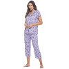 Casual Nights Women's Rayon Printed Short Sleeve Capri Pajama Set - 2 of 4