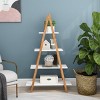 Modern Bamboo Wood Ladder Shelving Unit,5-Tier A-Frame Open Bookshelf,Living Room Freestanding Corner Display Bookshelf-Baofuwish - 2 of 4