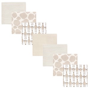 Hudson Baby Cotton Flannel Receiving Blankets 7-Pack Bundle, Giraffe , One Size - 1 of 4