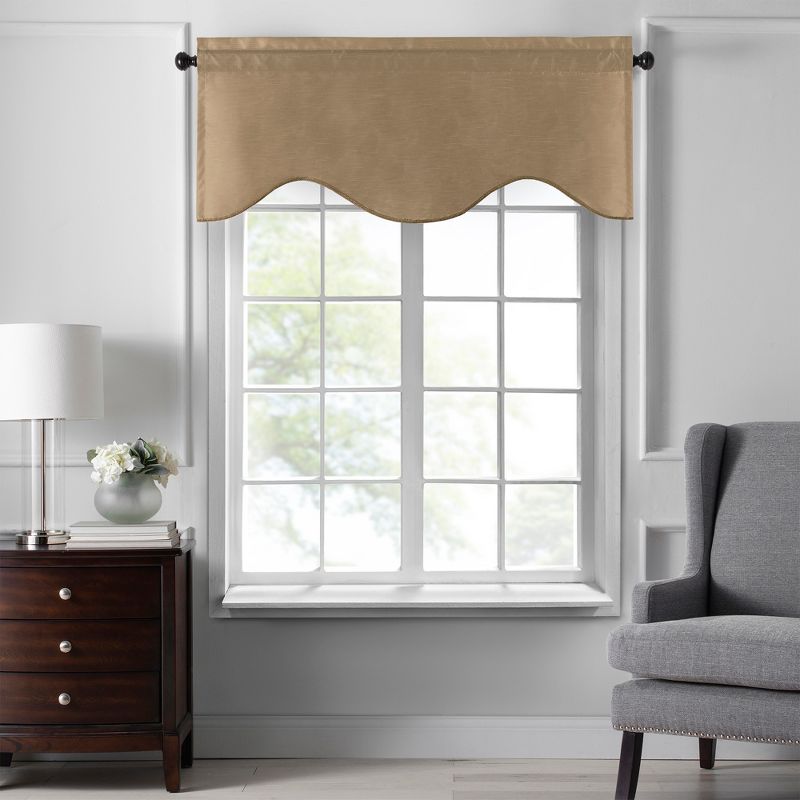 Colette Faux Silk Single Scalloped Window Valance - 50" x 21" - Elrene Home Fashions, 1 of 6