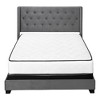 Monarch Specialties Bed Queen Size Platform Bedroom Frame Upholstered Velvet Wood Legs Grey Chrome Transitional - 4 of 4