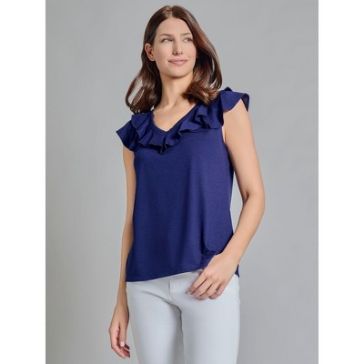 Jones New York Ruffle V-Neck Tee
