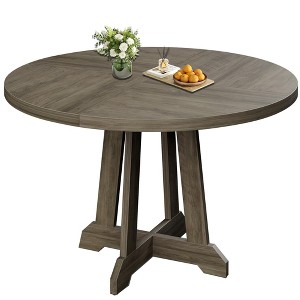Round Dining Table for 4, 47-inch Circle Pedestal Table for Kitchen and Dining Room - 1 of 4