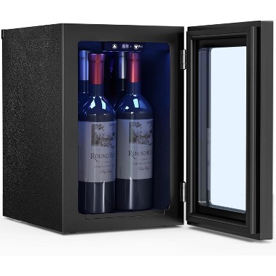 ZAFRO 0.6Cu. Ft. Freestanding Counter-top Wine Cellar Mini Fridge, 4-Bottle Red Wine Beverage Refrigerator, Quiet, Black