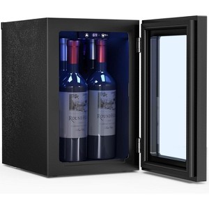 ZAFRO 0.6Cu. Ft. Freestanding Counter-top Wine Cellar Mini Fridge, 4-Bottle Red Wine Beverage Refrigerator, Quiet, Black - 1 of 4