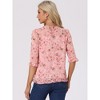 INSPIRE CHIC Women's Round Neck Ruffle 3/4 Sleeve Floral Print Chiffon Blouse - 4 of 4