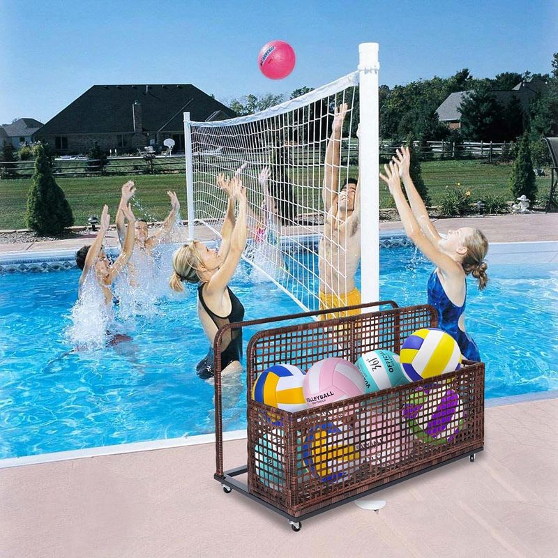 Whizmax Poolside Float Storage, Patio Poolside Float Storage Basket, PE Rattan Outdoor Pool Caddy with Rolling Wheels for Floaties, Patio, Pool, 2 of 9