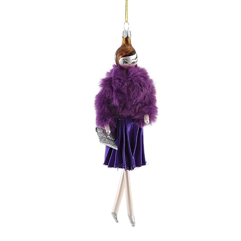 Italian Ornaments 7.0 Inch Petunia In Pleated Purple Skirt Ornament Italian Fashion Diva Tree Ornaments, 1 of 4