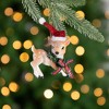 Northlight Fawn Reindeer Wearing Santa Hat Christmas Ornament - 3" - Brown and Red - 2 of 4
