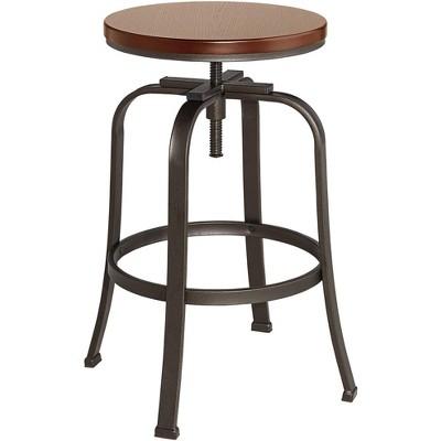 Elm Lane Radin Hammered Bronze Adjustable Height Swivel Bar Stool