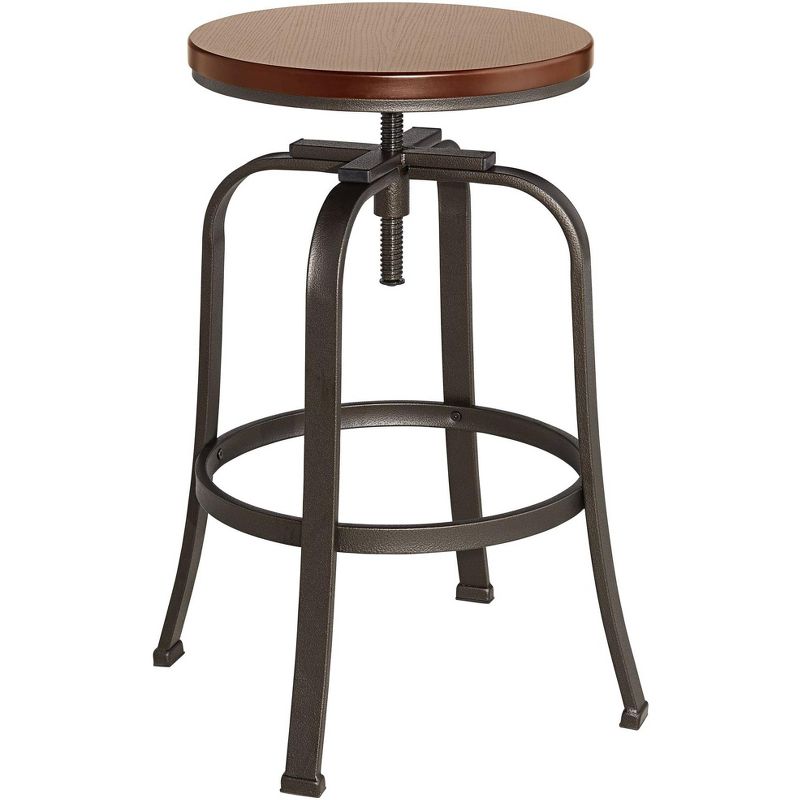 Elm Lane Radin Hammered Bronze Swivel Bar Stool Brown 29" High Industrial Adjustable Brown Seat with Footrest for Kitchen Counter Height Island Home, 1 of 12