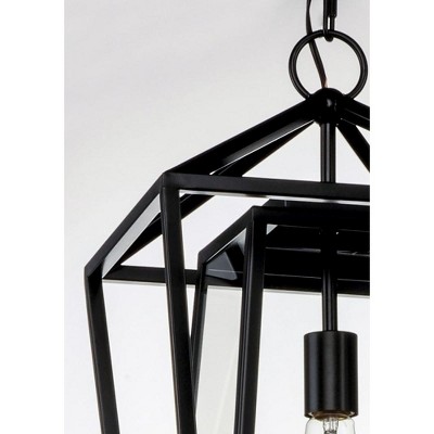 Elegant Artisan 12" Black Steel Outdoor Hanging Lantern with Clear Glass