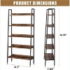 COUCHETA  67" Tall 5-Tier Bookshelf with Storage, Narrow Metal Frame Bookcase for Home Office Kitchen Living Room(brown) - 3 of 4