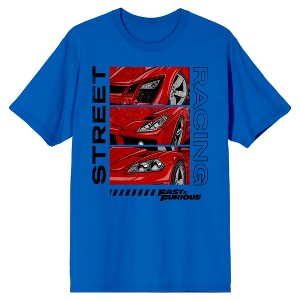 The Fast & the Furious Red Car Street Racing Men's Royal Blue Graphic Tee - 1 of 2