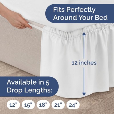 White King Size Polyester Linen Ruffled Bed Skirt