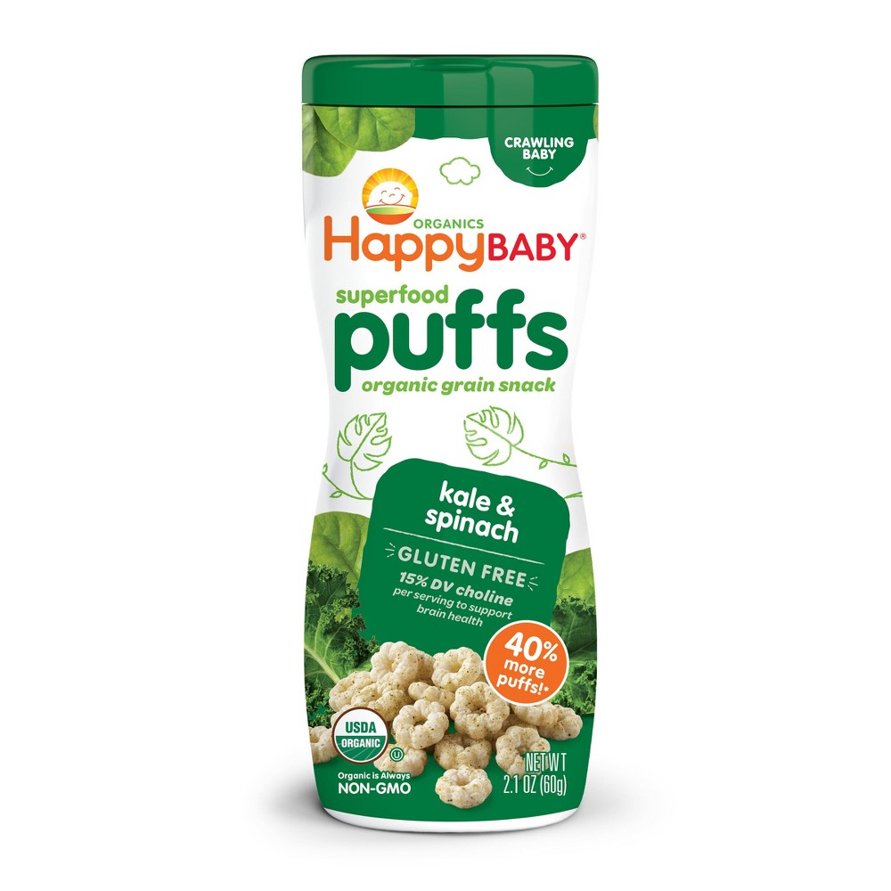 UPC 852697001200 product image for Happy Baby Organics Gluten Free Superfood Puffs Organic Grain Snack Kale & Spina | upcitemdb.com