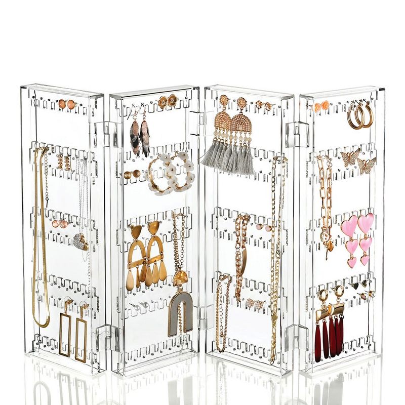 Jewelry Organizer - 6-Tier Earring Holder Rack For 140 Pairs - Clear Acrylic Necklace Holder - Foldable & Freestanding Jewelry Holder - Homeitusa, 2 of 8