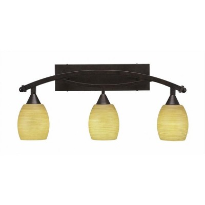 Toltec Lighting Bow 3 - Light Vanity in  Bronze with 5" Cayenne Linen Shade
