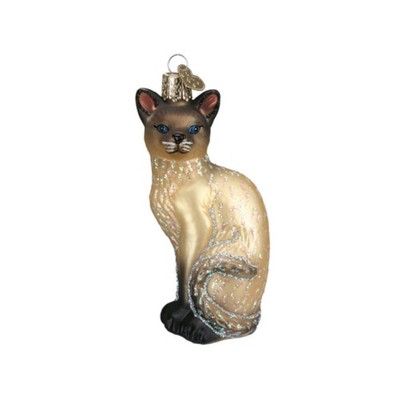 Old World Christmas Hanging Glass Tree Ornament, Siamese Cat