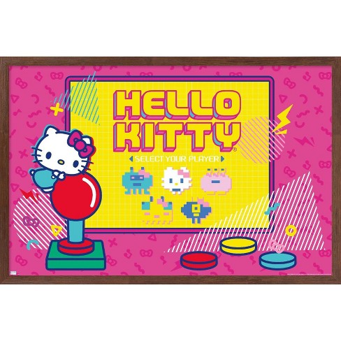 Trends International Hello Kitty and Friends - Happy Birthday Framed Wall  Poster Prints White Framed Version 22.375 x 34