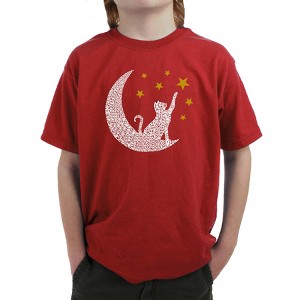 LA Pop Art Cat Moon - Boy's Word Art T-Shirt - 1 of 4