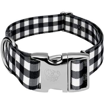 Country Brook Petz 1 1/2 Inch Premium Black & White Buffalo Plaid Dog Collar
