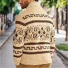 Attraco Men's Fall/Winter Fashion Jacquard Knit Long-Sleeve Zip-Up Lapel Cardigan Sweater - 4 of 4