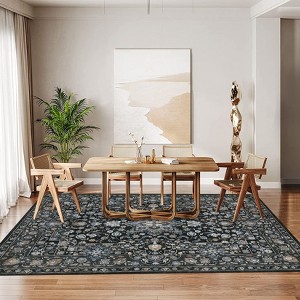 Machine Washable Vintage Runner Rug: Non-Slip Low-Pile Kitchen Rug, Ultra-Thin Distressed Indoor Floor Cover for Bedroom, Laundry Room - 1 of 4