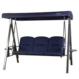 Kozyard 3-Seat Patio Swing – Outdoor Porch Swing Chair with Metal Seat and Back, Comfortable Cushion, and Adjustable Canopy for Backyard or Balcony - 1 of 4