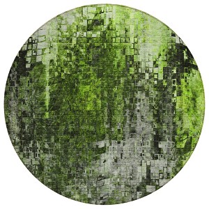 Green And Lime Green Abstract Washable Indoor Outdoor Area Rug - 1 of 4