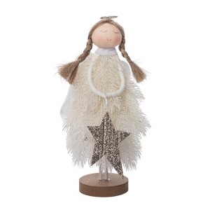 Transpac Small Plush Frosted Angel with Star Decorative Figurine for Christmas Blue Tabletop Decor Soft Foam Indoor Use Gift Giving and Hostess Gifts - 1 of 1