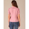 Allegra K Women's Chambray Peter Pan Collar Puff Sleeve Vintage Blouse - 3 of 4
