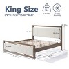 Upholstered Bed Frame With Ivory Boucle Fabric Headboard Queen King Minimalist Bed Frame,Wooden Double Bed Frame-Cuddlewood - 4 of 4