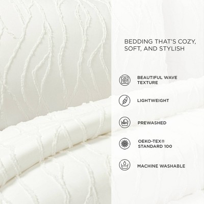 Lush Decor Lush Décor 3pc Full/Queen Jacquard Wave Comforter Set Soft White: Elegant Bedding, Year-Round Use, Machine Washable — фото 6