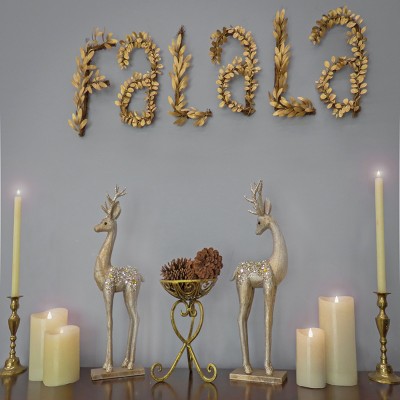 Gold Leafy Fa La La Wall Mounted Winter Decoration