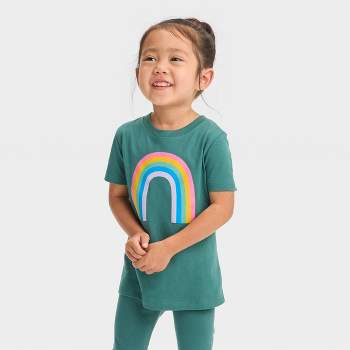 Toddler Girls' 'Rainbow' Short Sleeve T-Shirt - Cat & Jack™ Dark Green