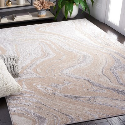 Amelia Beige and Gray Abstract Hand-Knotted Area Rug
