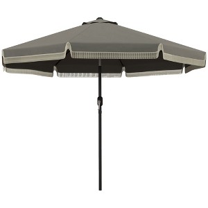 Aghana Digitals 9ft Dark Gray Outdoor Patio Umbrella with Tilt, Crank, Ruffled Canopy & 8 Ribs - UV - 1 of 4