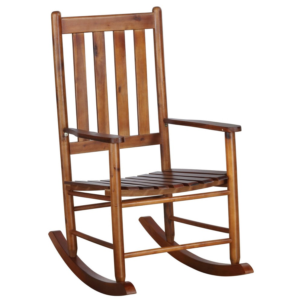 Photos - Rocking Chair Annie Solid Wood Slat Back Wooden Rocking Accent Chair Golden Brown - Coas