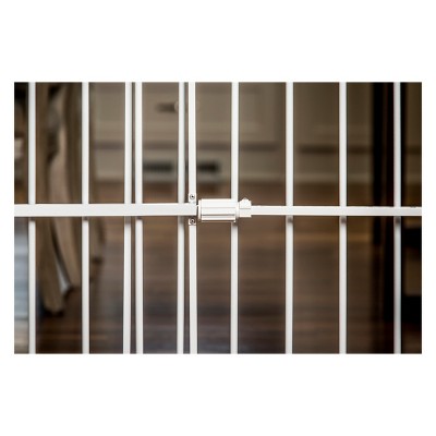 Extra Tall White Metal Pet Gate with Small Door