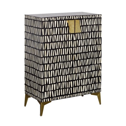 Treasure Trove Accents 2 Door Cabinet Obsidian Black/Bone White: Gold Iron Pulls, Mango Wood, MDF - image 1 of 4