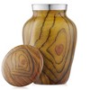 Reminded Adult Cremation Memorial Urn for Human Ashes, Wood Grain Brass Funeral Urn with Velvet Bag - 2 of 4