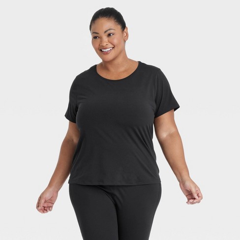 Women's Essential Crewneck Short Sleeve T-shirt - All In Motion™ Black 4x :  Target