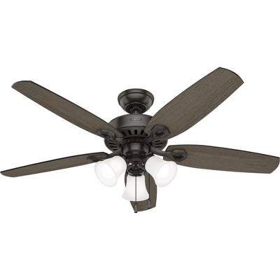 Hunter 52" Builder Elite Lighted Ceiling Fan Noble Bronze Finish with 5 Blades in Greyed Walnut/Dark Gray Oak